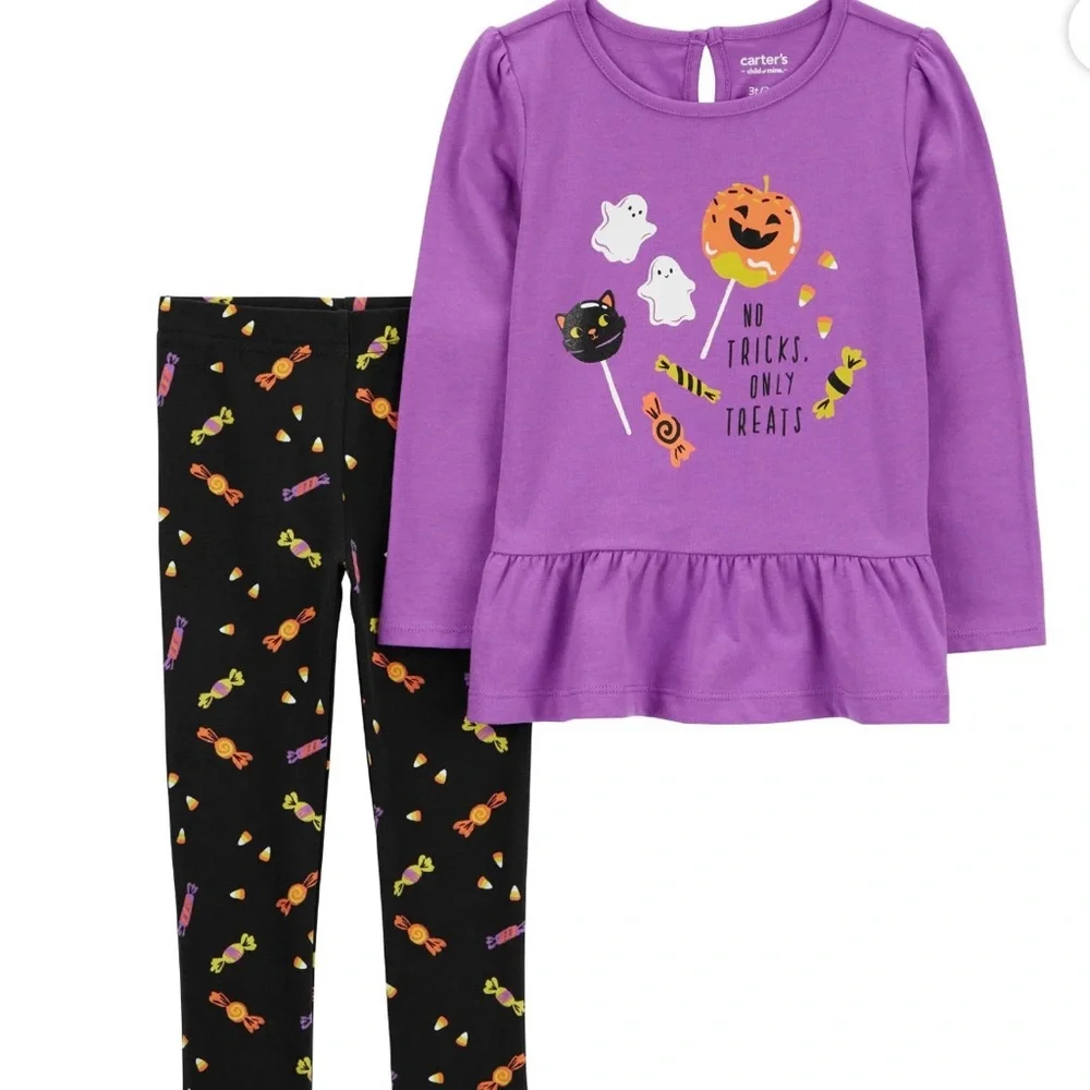 Carters child of mine 2 piece set no tricks only treats top and leggings